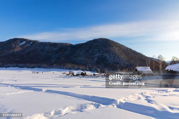 china kuitun snow mountain, xinjiang, china - 安靜的情景 stock-fotos und bilder