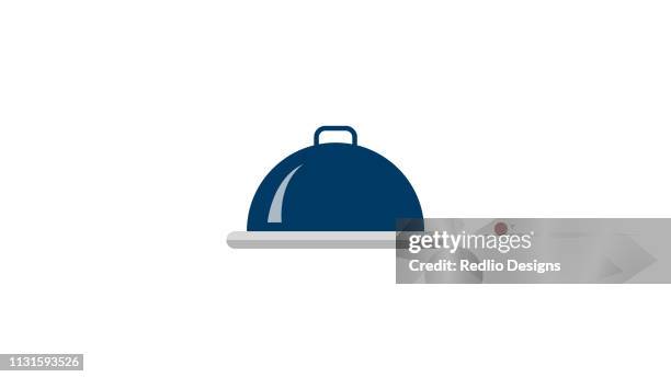 restaurant cloche vektor, glocke bedeckt gericht ikone - cloche stock-grafiken, -clipart, -cartoons und -symbole