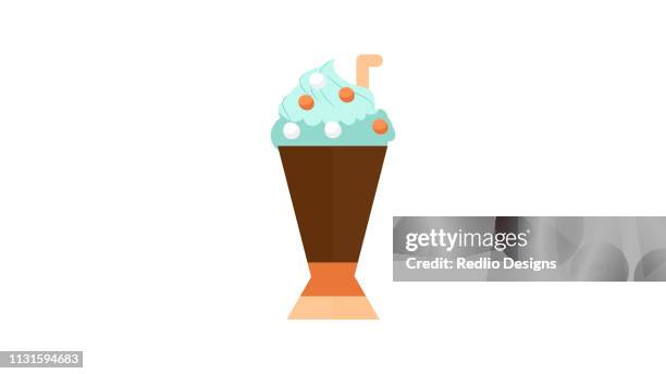 chocolate dessert drink milkshake icon - iced vanilla latte stock illustrations
