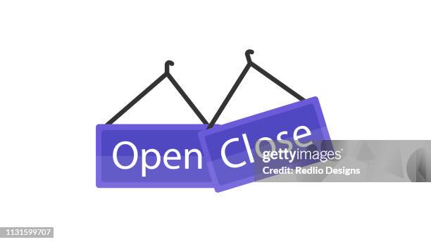 geschlossene und offene schilder icon - grocery store open sign stock-grafiken, -clipart, -cartoons und -symbole