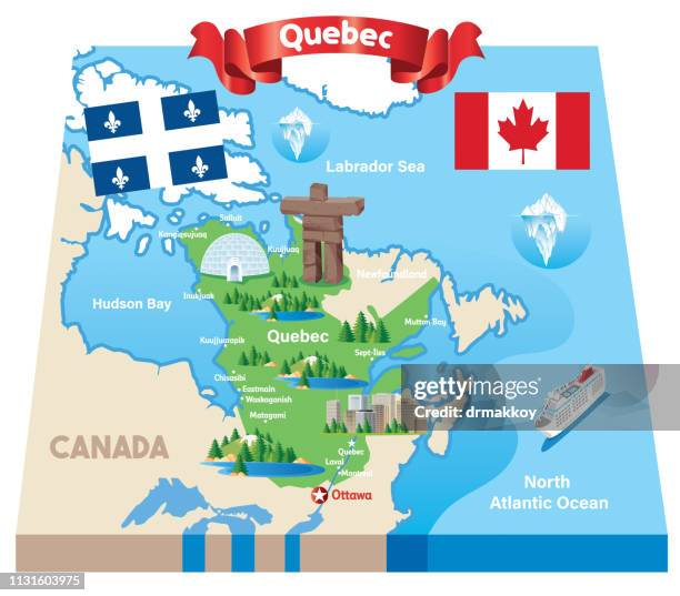 illustrations, cliparts, dessins animés et icônes de carte de dessin animé du québec - nord ouest américain