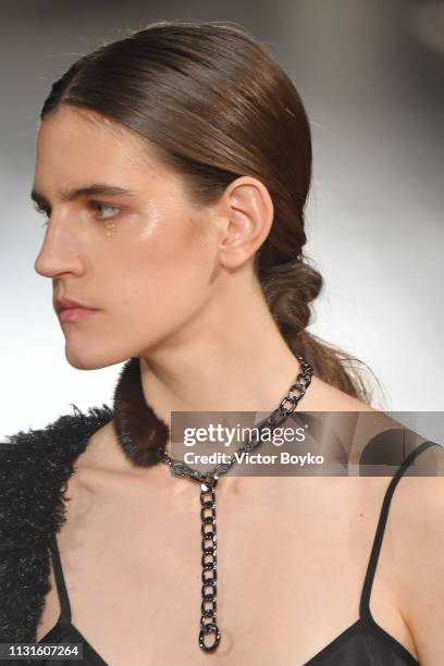 Model walks the runway at the Cividini show at Milan Fashion Week Autumn/Winter 2019/20 on February 23, 2019 in Milan, Italy.