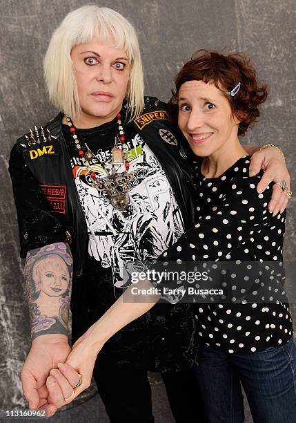 Genesis P-orridge and director Marie Losier visit the Tribeca Film Festival 2011 portrait studio on April 25, 2011 in New York City.