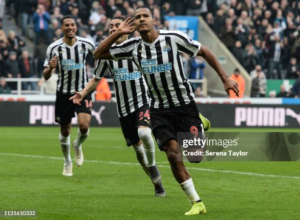 Salomon Rondon of Newcastle United celebrates after scoring the opening goal during the Premier League match between Newcastle United and...