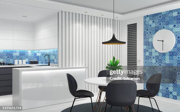 cozy and bright scandinavian style modern apartment - moroccan tile stock pictures, royalty-free photos & images