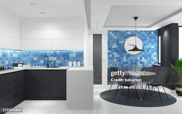 cozy and bright scandinavian style modern apartment - moroccan tile stock pictures, royalty-free photos & images