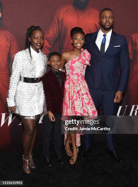 Lupita Nyong'o, Evan Alex, Shahadi Wright Joseph and Winston Duke attend the "US" premiere at Museum of Modern Art on March 19, 2019 in New York City.