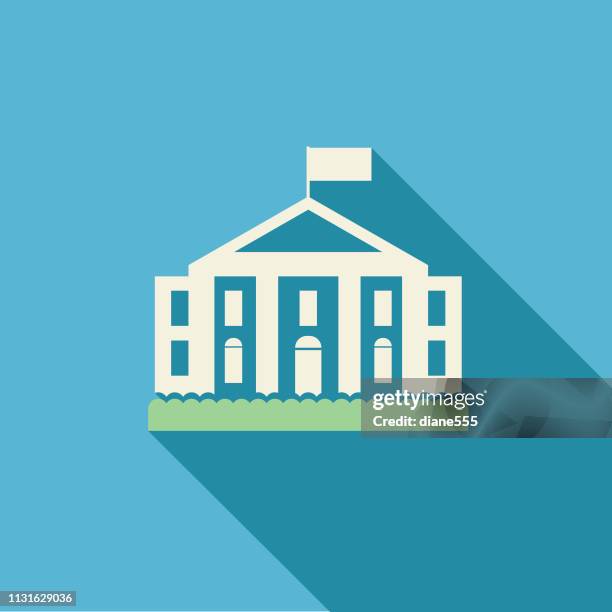 politics and election flat design icon -  white house - white house icon stock illustrations