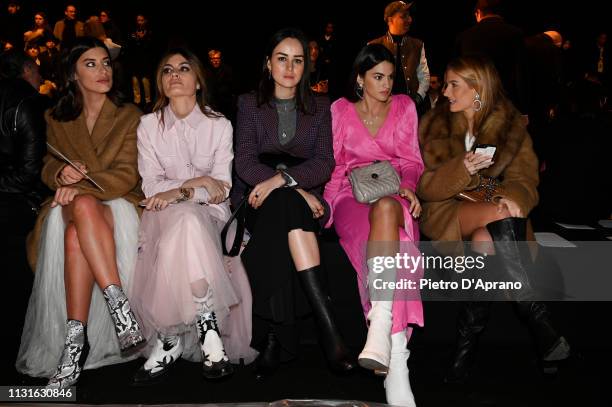 Aida Domenech, Angela Rozas Saiz, guest, Marta Lozano and Teresa Andrès Gonzalvo attend the Ermanno Scervino show at Milan Fashion Week Autumn/Winter...