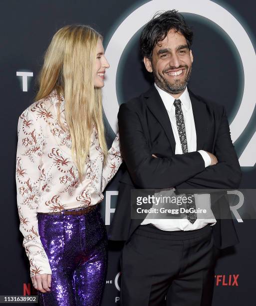 Brit Marling and Zal Batmanglij arrive at Netflix's "The OA Part II" Premiere at LACMA on March 19, 2019 in Los Angeles, California.