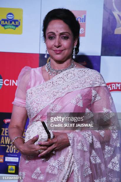 Indian Bollywood actress and politician Hema Malini attends the 'Zee Cine Awards Ceremony' in Mumbai on March 19, 2019.