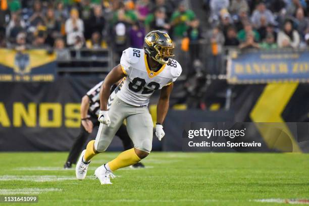 San Diego Fleet wide receiver Francis Owusu during a AAF football game between the Birmingham Iron and the San Diego Fleet on March 17 at SDCCU...