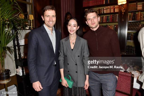 James Ferragamo, Ning Chang and Jeremy Irvine attends Salvatore Ferragamo Dinner Party during Milan Fashion Week Autumn/Winter 2019/20 on February...