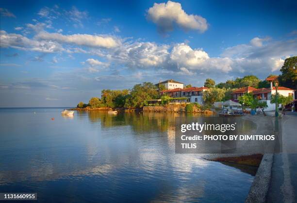 morning reflections at lefokastro - volos stock pictures, royalty-free photos & images