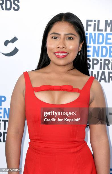 Yalitza Aparicio attends the 2019 Film Independent Spirit Awards on February 23, 2019 in Santa Monica, California.