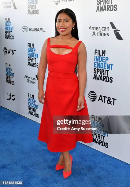 Yalitza Aparicio attends the 2019 Film Independent Spirit Awards on February 23, 2019 in Santa Monica, California.