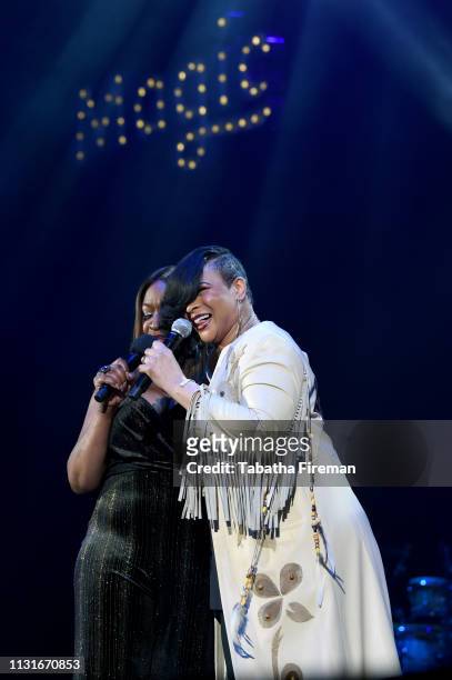 Angie Greaves and Gabrielle on stage during Magic Soul Live at Eventim Apollo, Hammersmith on February 23, 2019 in London, England.