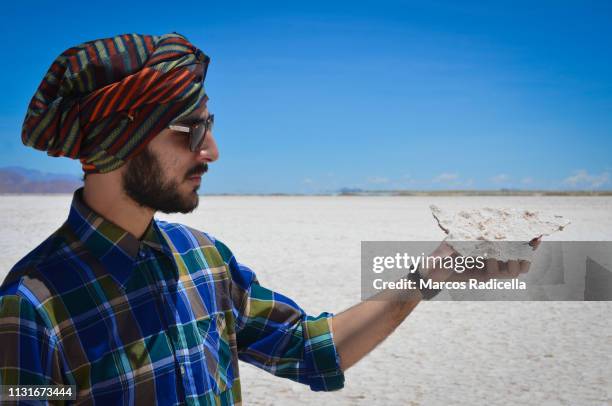 salta province, puna desert, argentina - salinas grandes stockfoto's en -beelden