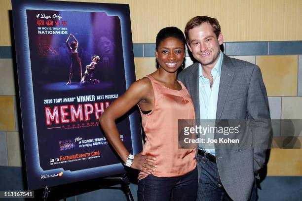 Actors Montego Glover and Chad Kimball attend the New York Premiere of "Memphis" at Regal Union Square Theatre, Stadium 14 on April 25, 2011 in New...