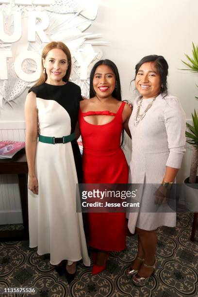 Marina De Tavira, Yalitza Aparicio, and Nancy Garcia Garcia attend the DIRECTV Bungalow Presented By AT&T at the 2019 Film Independent Spirit Awards...