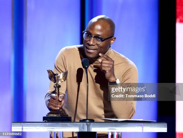 Barry Jenkins accepts Best Director for “If Beale Street Could Talk” onstage during the 2019 Film Independent Spirit Awards on February 23, 2019 in...