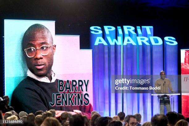 Barry Jenkins accepts Best Director for “If Beale Street Could Talk” onstage during the 2019 Film Independent Spirit Awards on February 23, 2019 in...