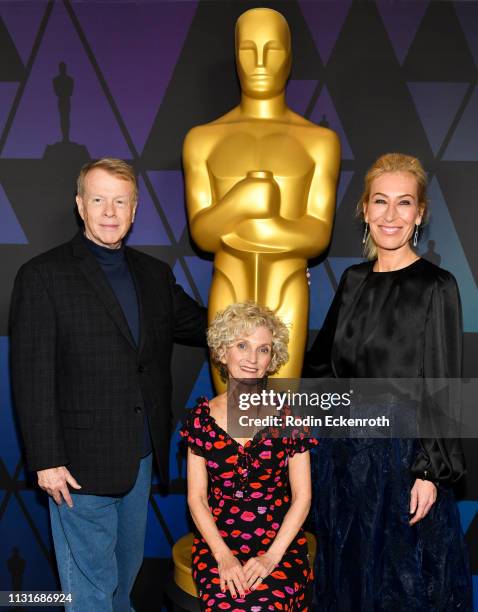 Greg Cannom, Taricia Dehaney, and Kate Biscoe attend the 91st Oscars - Oscar Week: Makeup And Hairstyling Symposium at the Academy of Motion Picture...