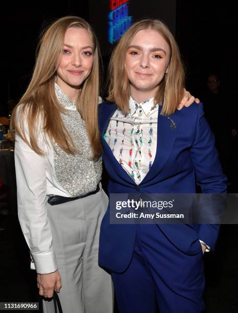 Amanda Seyfried and Elsie Fisher pose during the 2019 Film Independent Spirit Awards on February 23, 2019 in Santa Monica, California.