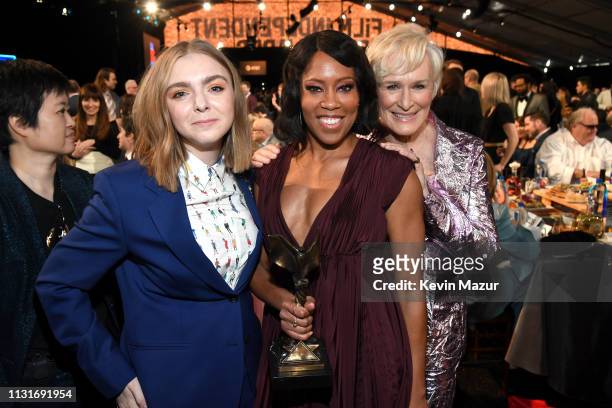 Elsie Fisher, Regina King and Glenn Close pose during the 2019 Film Independent Spirit Awards on February 23, 2019 in Santa Monica, California.