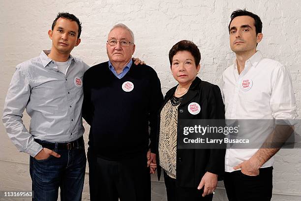 Producer Marty Syjuco, Manuel Larranaga, Margot Larranaga and Director Mike Collins visit the Tribeca Film Festival 2011 portrait studio on April 25,...