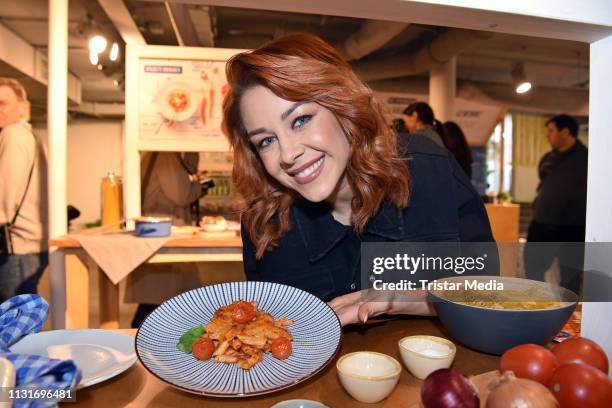 Oana Nechiti during the celebrity presentation of the 5 favourite german meals at REWE Pop Up store on March 20, 2019 in Berlin, Germany.