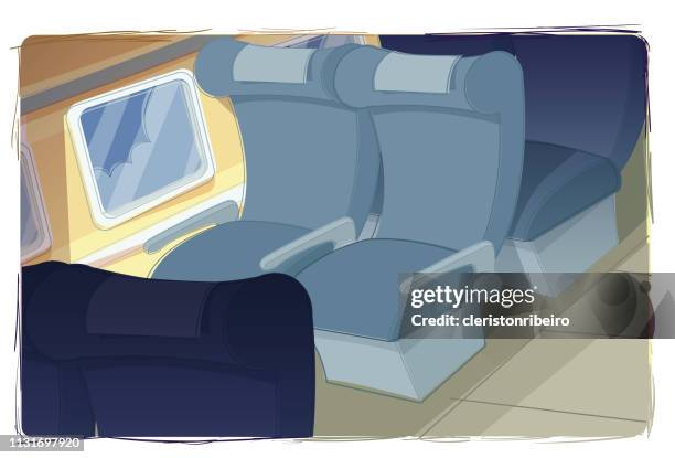 the airplane armchairs - airplane window vector stock illustrations
