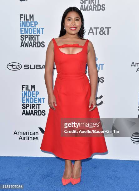 Yalitza Aparicio attends the 2019 Film Independent Spirit Awards on February 23, 2019 in Santa Monica, California.