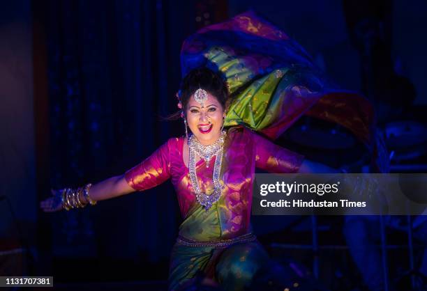 Lavni dancers performs during 10th anniversary of their lavni show Khatyal Ghungroo at Damodar Hall, Parel on March 18, 2019 in Mumbai, India.