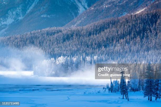 china kuitun snow mountain, xinjiang, china - 安靜的情景 stock-fotos und bilder