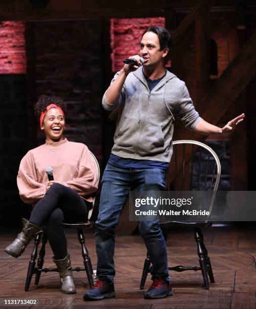 Sasha Hollinger with Lin-Manuel Miranda making a surprise appearance during a Q & A before The Rockefeller Foundation and The Gilder Lehrman...