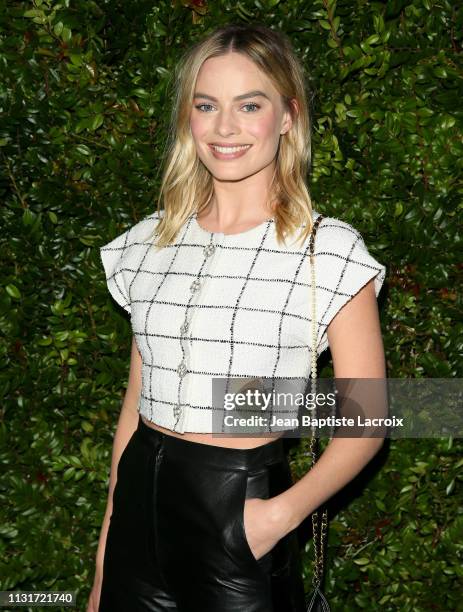 Actress Margot Robbie attends Charles Finch And CHANEL's 11th Annual Pre-Oscar Awards Dinner at Polo Lounge at The Beverly Hills Hotel on February...