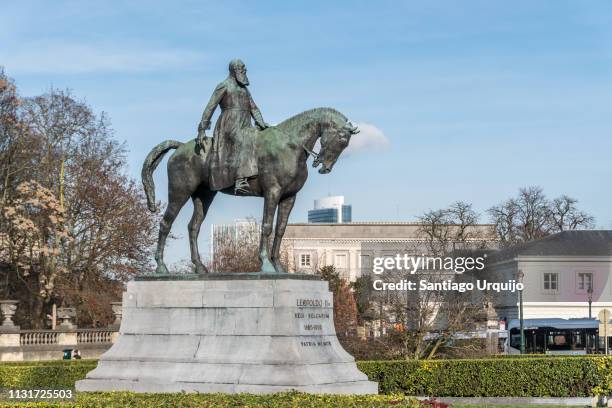 statue of leopold ii in brussels - king stock pictures, royalty-free photos & images