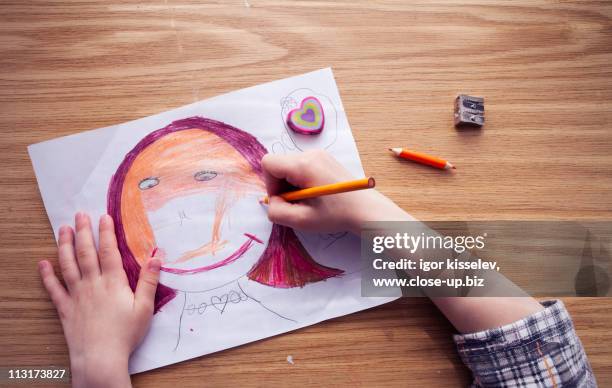 artist drawing woman face - coloring stock pictures, royalty-free photos & images