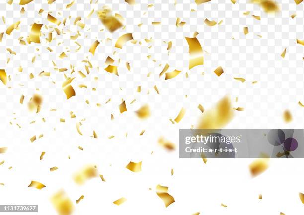 goldene konfetti hintergrund - lametta stock-grafiken, -clipart, -cartoons und -symbole