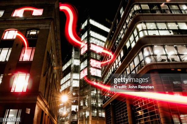 connection with dynamic fibre optic light trail - fibre stock pictures, royalty-free photos & images