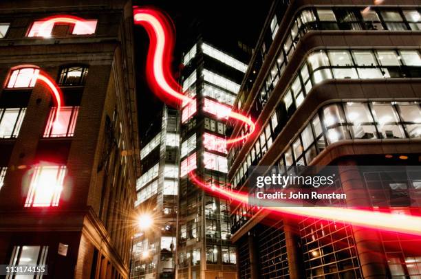 connection with dynamic  fibre optic light trail - broadband stock pictures, royalty-free photos & images