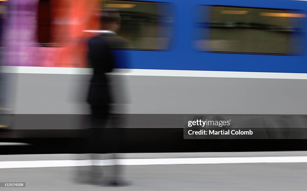 Man in front of a train