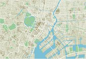 Vector city map of Tokyo with well organized separated layers.