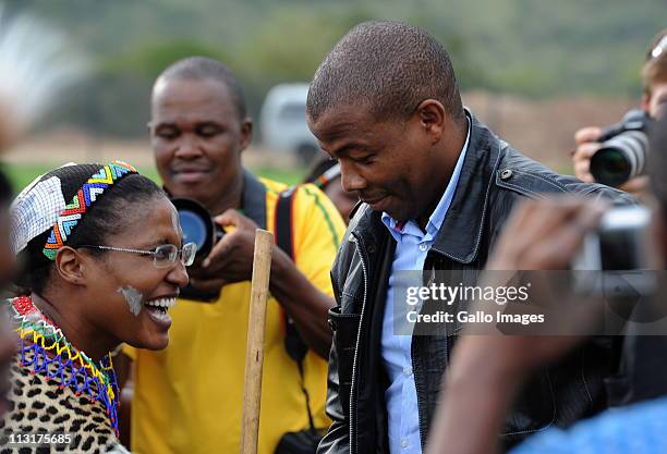 Former head of Lembede Investment Holdings Lonwabo Sambudla and his bride-to-be, President Jacob Zuma's daughter Duduzile Zuma attend her uMemulo...