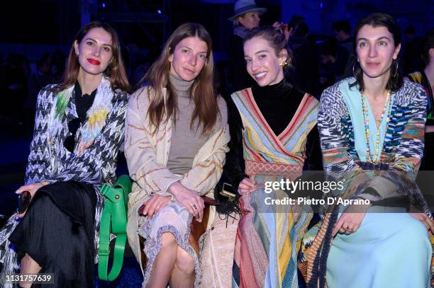 Ludovica Sauer, Virginia Galateri, Micol Sabbadini and Marta F attend the Missoni show at Milan Fashion Week Autumn/Winter 2019/20 on February 23,...