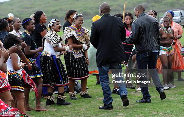 Former head of Lembede Investment Holdings Lonwabo Sambudla attends the uMemulo ceremony for his bride to be, President Jacob Zuma's daughter...