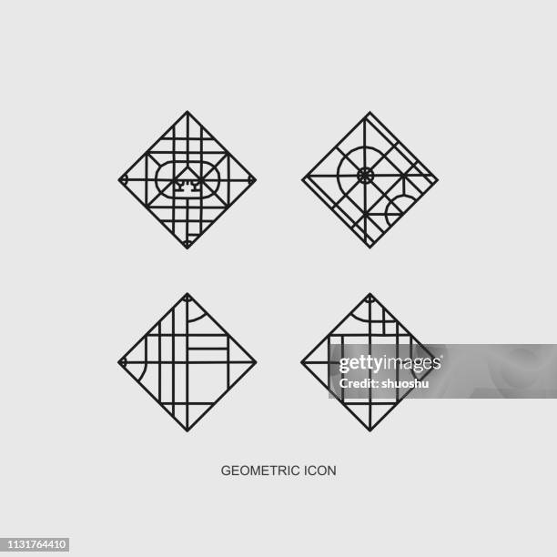 set of gray geometric structure pattern - rectangle logo stock illustrations