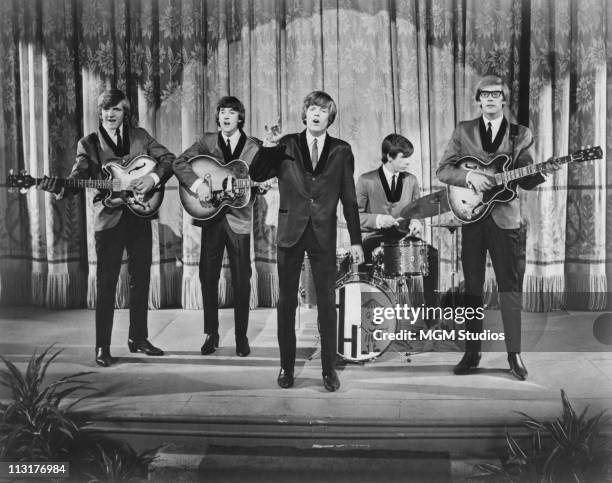 Bassist Karl Green, guitarist Keith Hopwood, singer Peter Noone, drummer Barry Whitwam and guitarist Derek Leckenby of Herman's Hermits starring in...