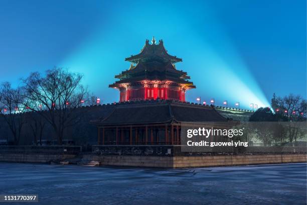 forbidden city light show - 名勝古蹟 stockfoto's en -beelden